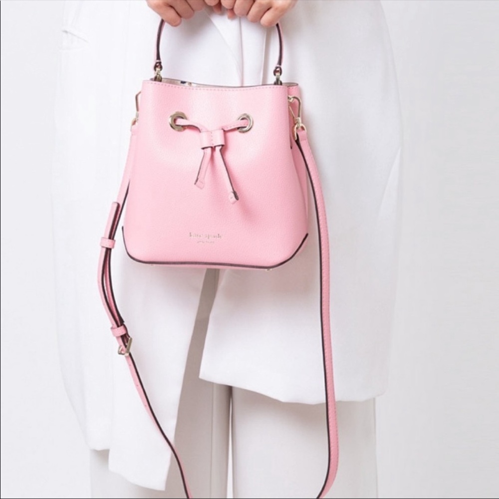 Kate Spade Pink Leather Bucket Crossbody Purse - Picture 10 of 12